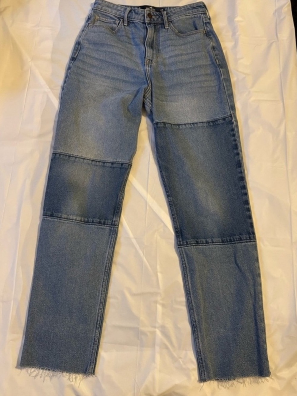 Hollister Blue Patchwork Straight-Leg Jeans